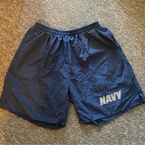 Navy Blue‎ Athletic Shorts Mens Size XL Trunks Lined Drawstring Physical Fitness